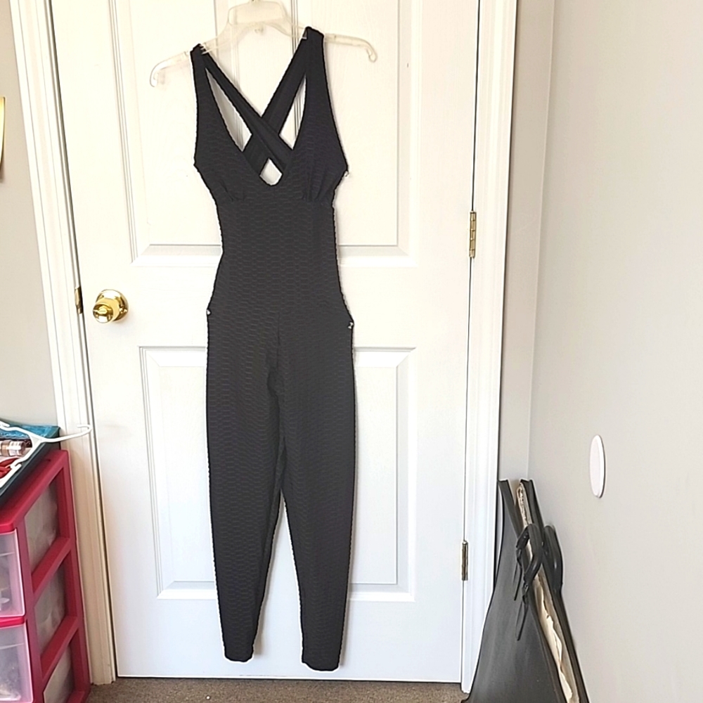 Unbranded Black Textured Bodysuit/Jumpsuit